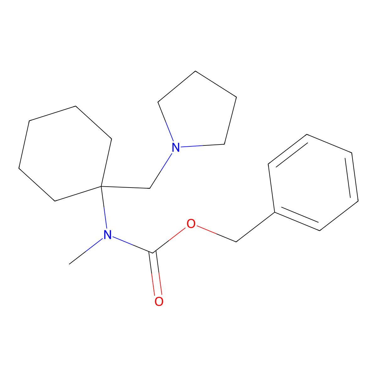 Benzyl methyl(1-(pyrrolidin-1-ylmethyl)cyclohexyl)carbamate molecular structure, CAS 675602-75-2