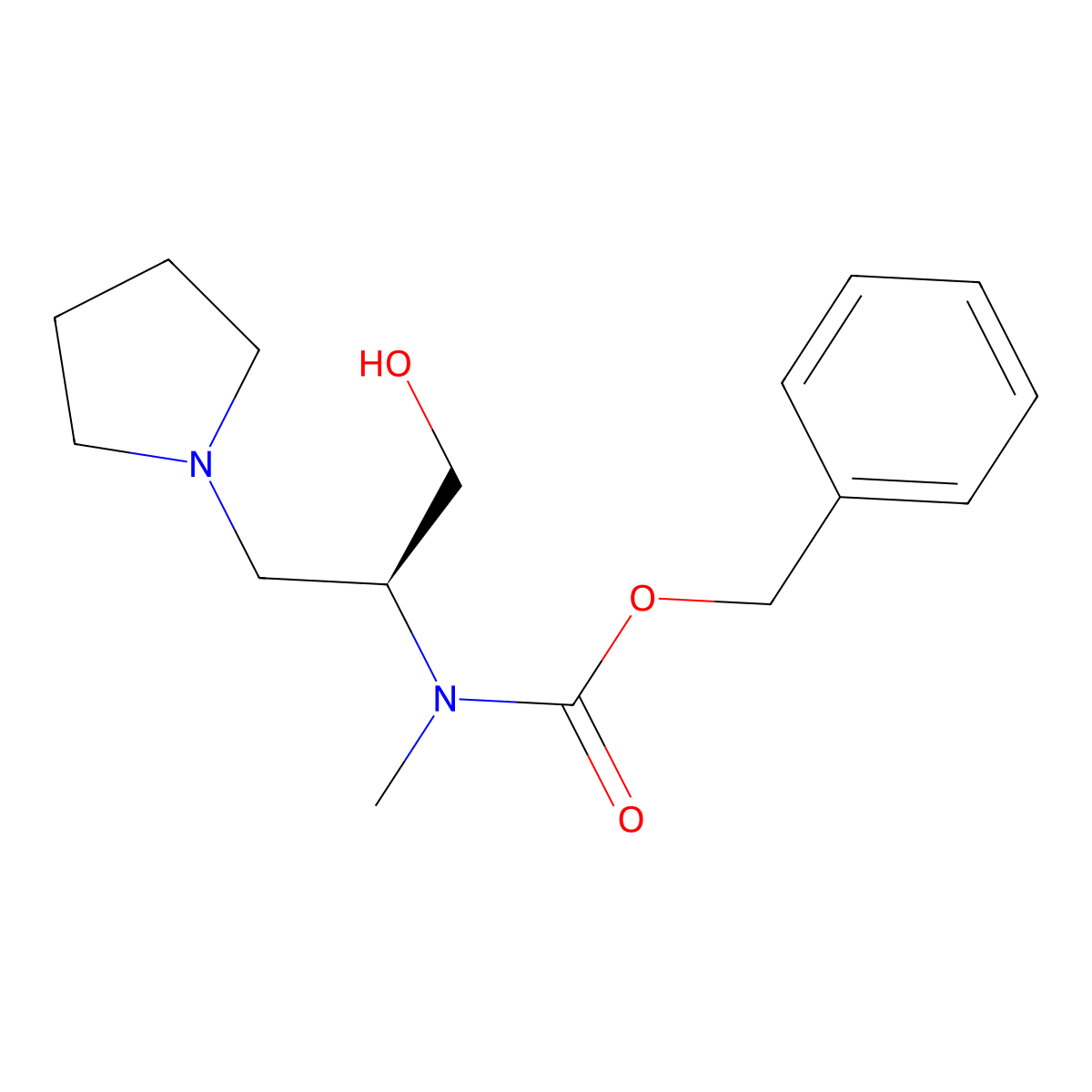 (S)-Benzyl (1-hydroxy-3-(pyrrolidin-1-yl)propan-2-yl)(methyl)carbamate molecular structure, CAS 675602-76-3