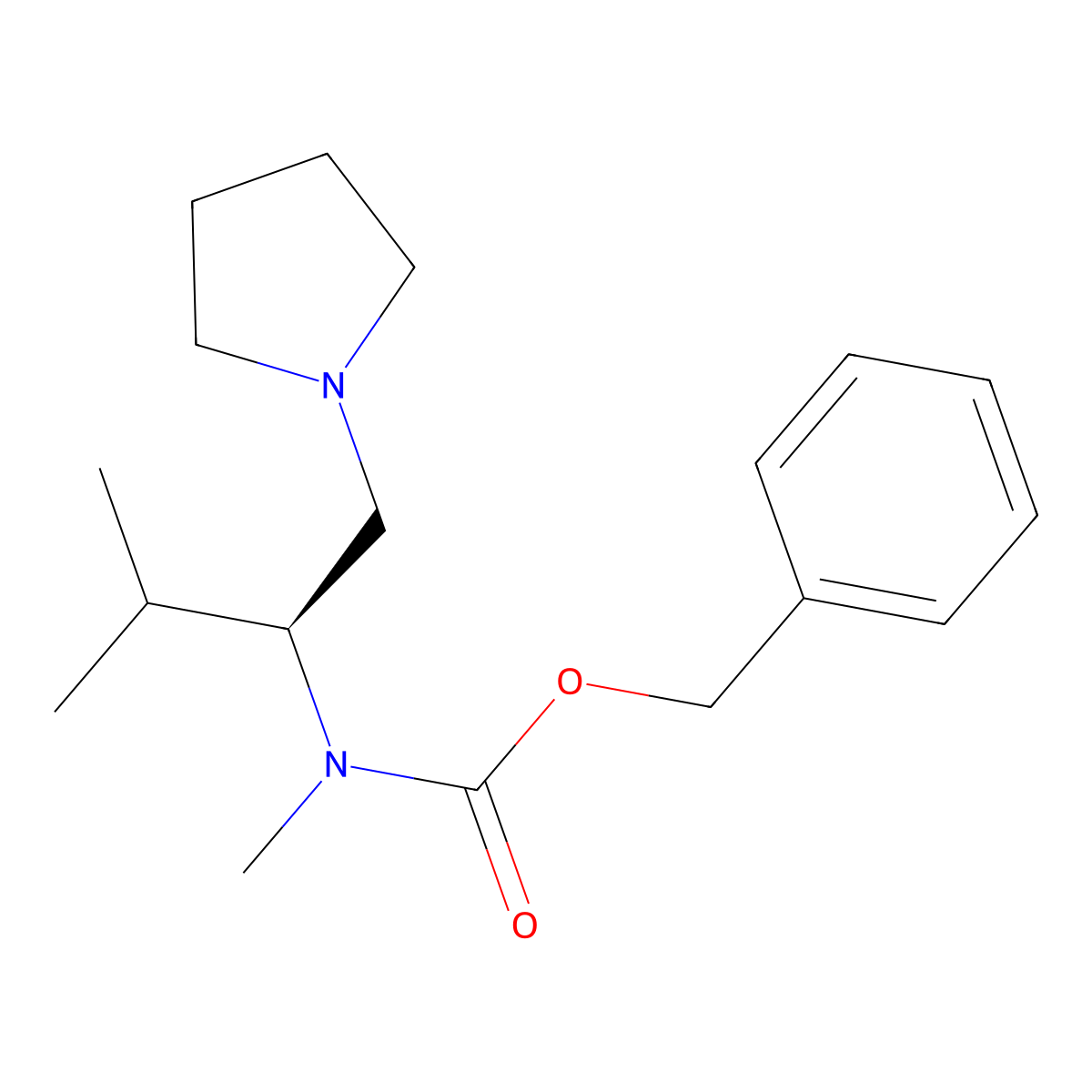 (S)-Benzyl methyl(3-methyl-1-(pyrrolidin-1-YL)butan-2-YL)carbamate molecular structure, CAS 675602-78-5