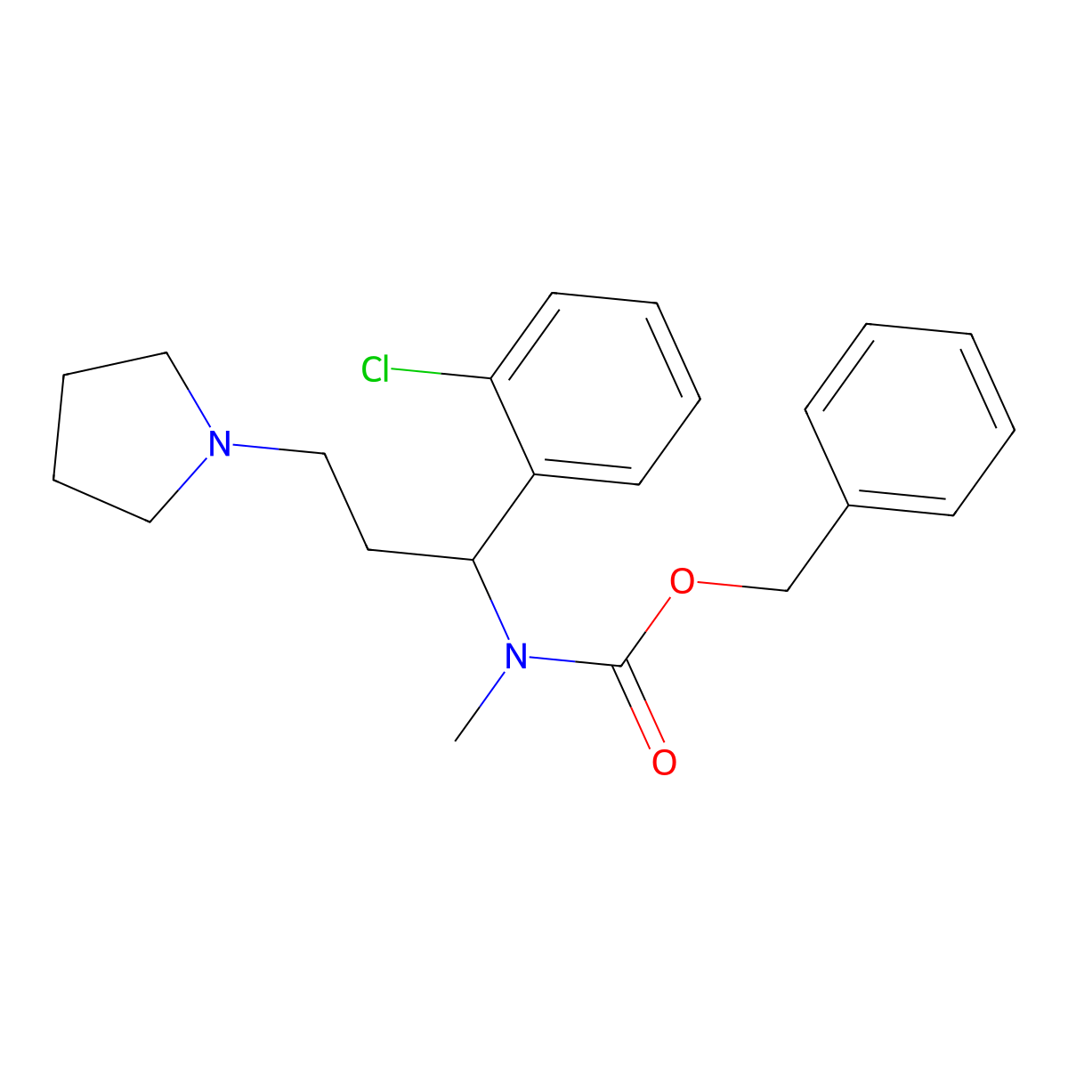 Benzyl (1-(2-chlorophenyl)-3-(pyrrolidin-1-yl)propyl)(methyl)carbamate molecular structure, CAS 675602-80-9