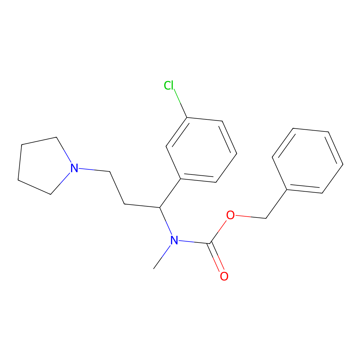Benzyl (1-(3-chlorophenyl)-3-(pyrrolidin-1-yl)propyl)(methyl)carbamate molecular structure, CAS 675602-81-0