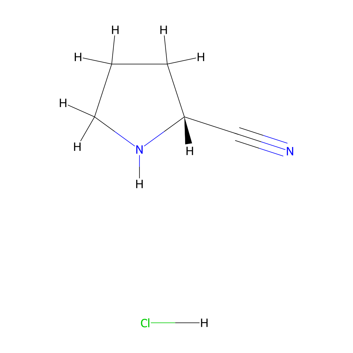 (R)-Pyrrolidine-2-carbonitrile hydrochloride molecular structure, CAS 675602-84-3