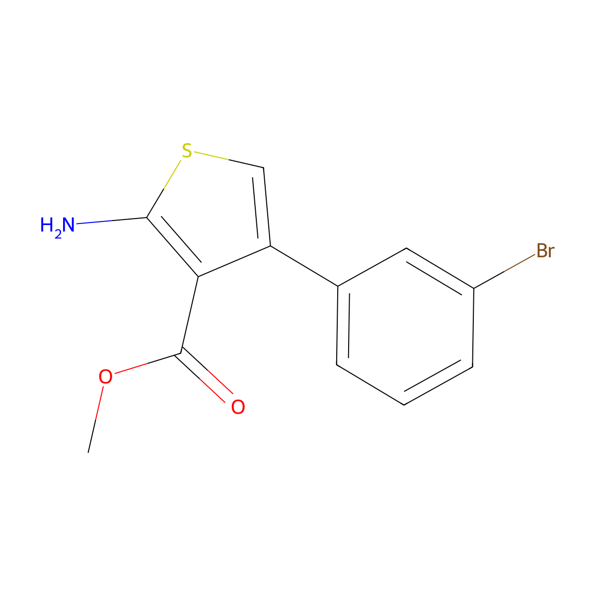 Methyl 2-amino-4-(3-bromophenyl)thiophene-3-carboxylate molecular structure, CAS 675602-94-5