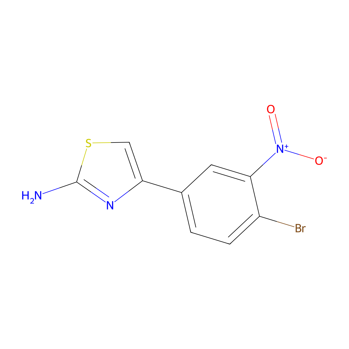 4-(4-Bromo-3-nitrophenyl)thiazol-2-ylamine molecular structure, CAS 675602-97-8