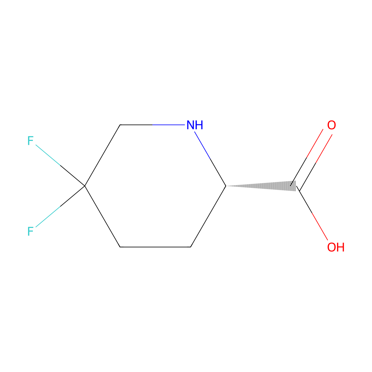 (S)-5,5-difluoropiperidine-2-carboxylic acid molecular structure, CAS 675605-32-0