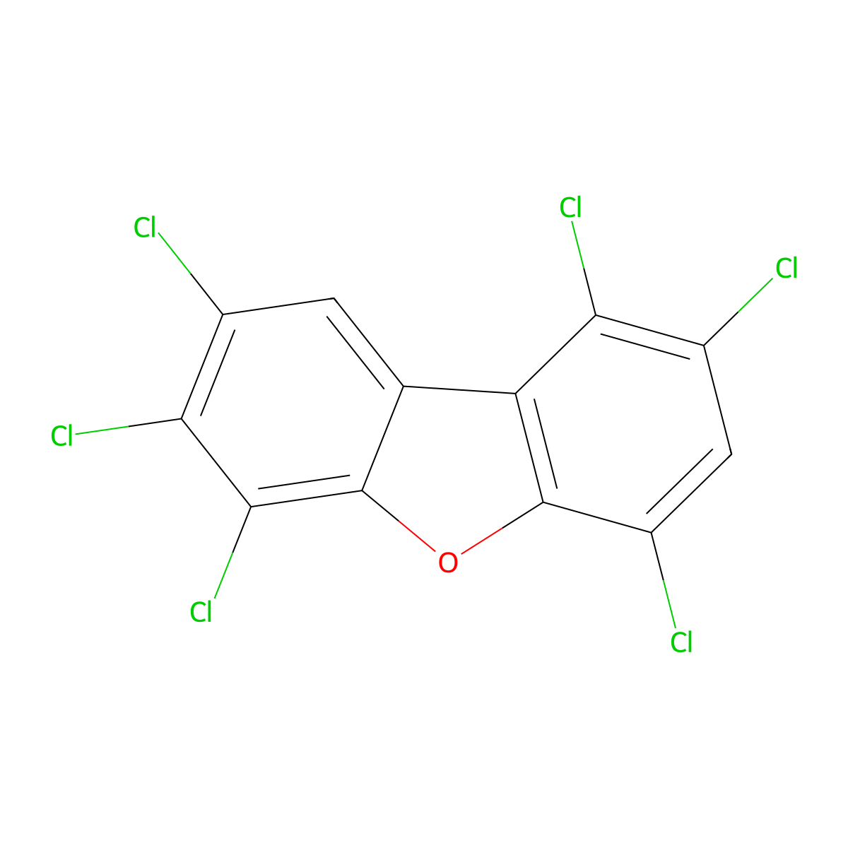 1,2,4,6,7,8-Hexachlorodibenzofuran molecular structure, CAS 67562-40-7