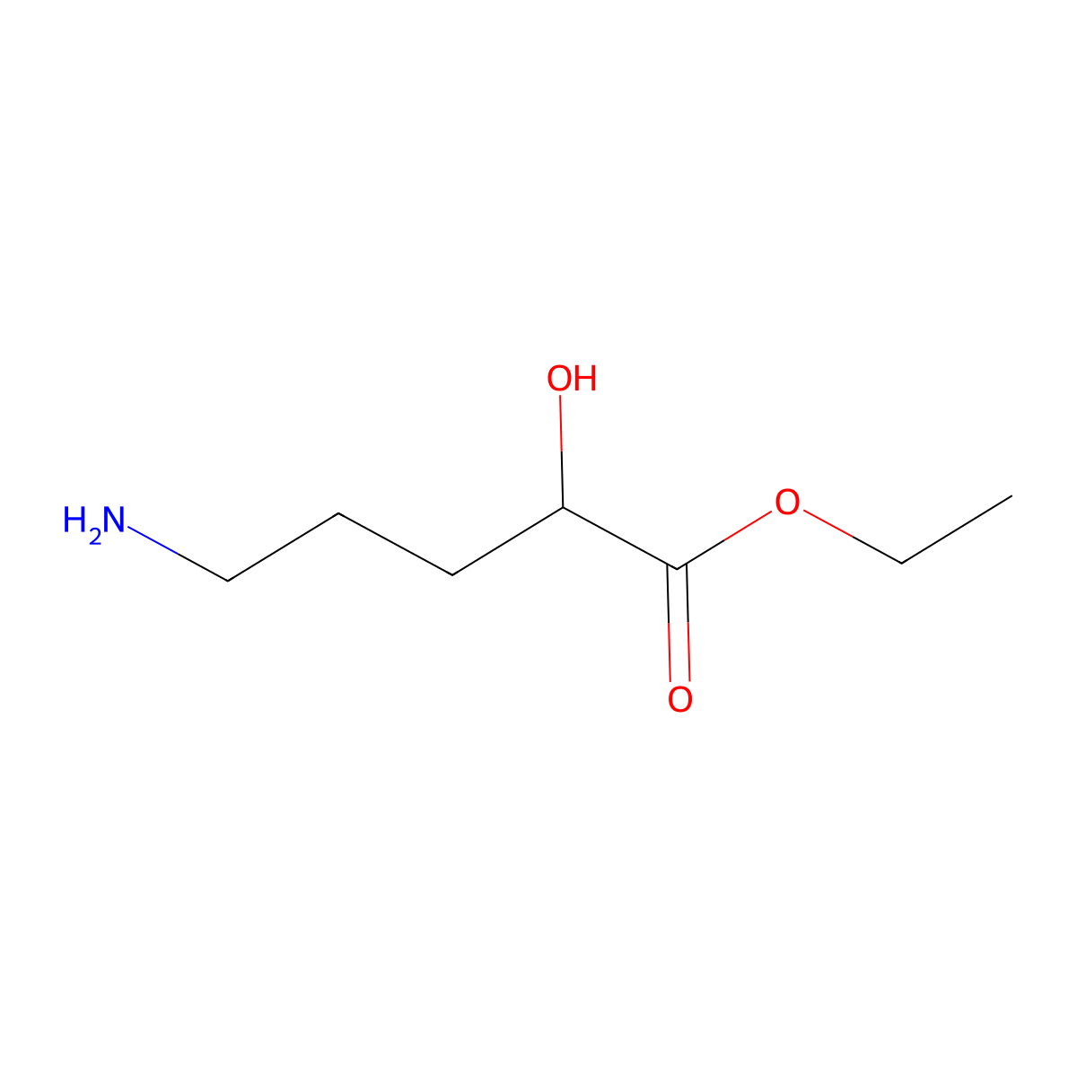 Ethyl 5-amino-2-hydroxypentanoate molecular structure, CAS 67562-41-8