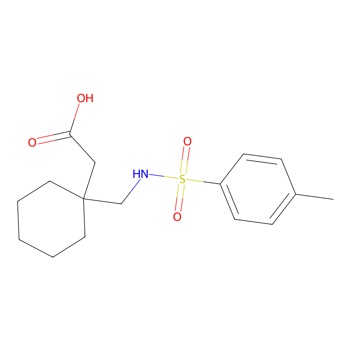 2-[1-[[(4-methylphenyl)sulfonylamino]methyl]cyclohexyl]acetic Acid molecular structure, CAS 675624-80-3