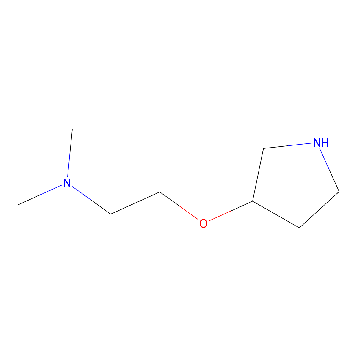 Dimethyl[2-(pyrrolidin-3-yloxy)ethyl]amine molecular structure, CAS 67563-57-9
