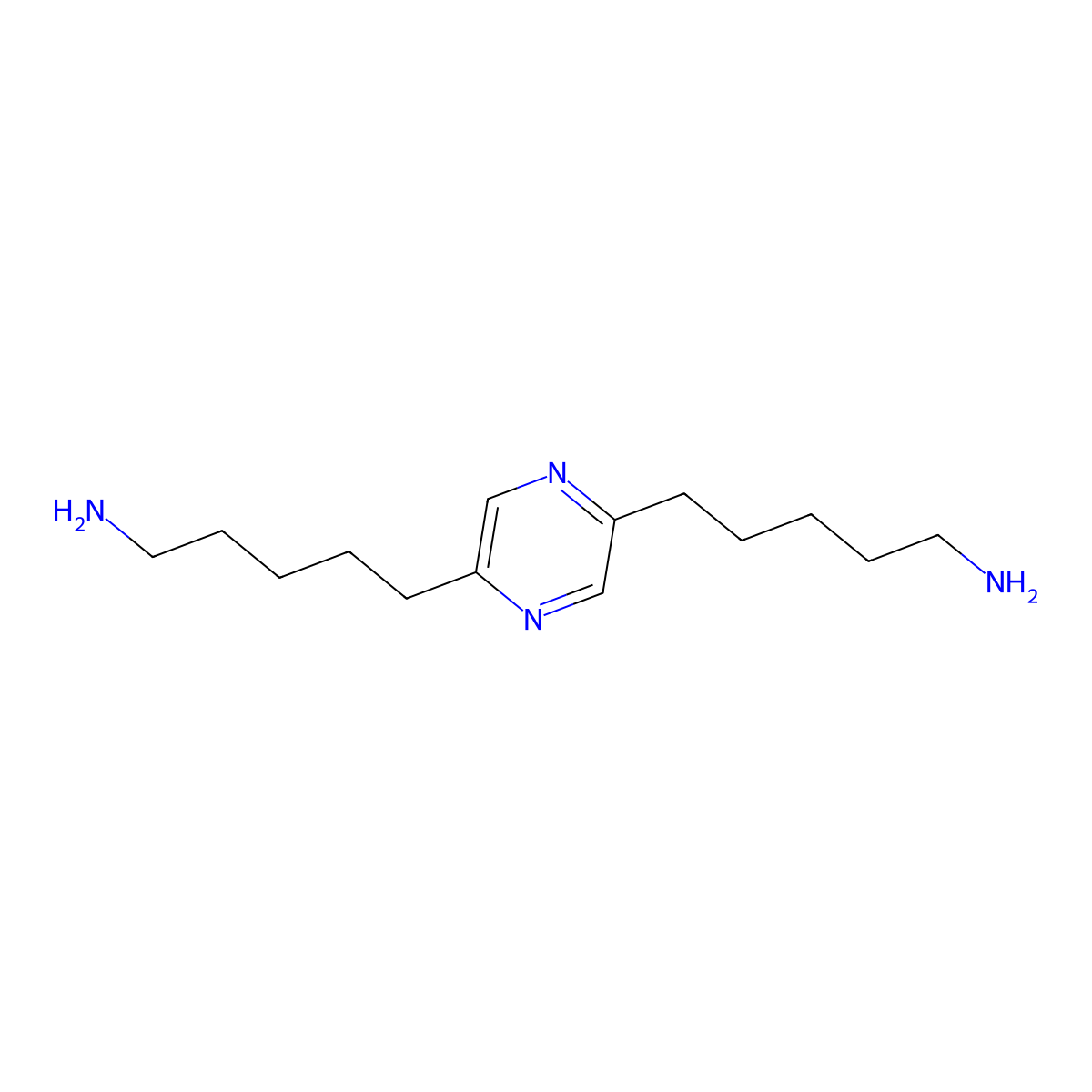 2,5-Pyrazinedipentanamine molecular structure, CAS 67564-33-4