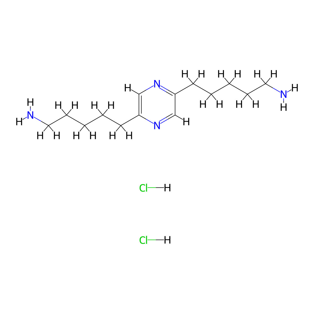 5-[5-(5-Aminopentyl)pyrazin-2-yl]pentan-1-amine dihydrochloride molecular structure, CAS 67564-34-5