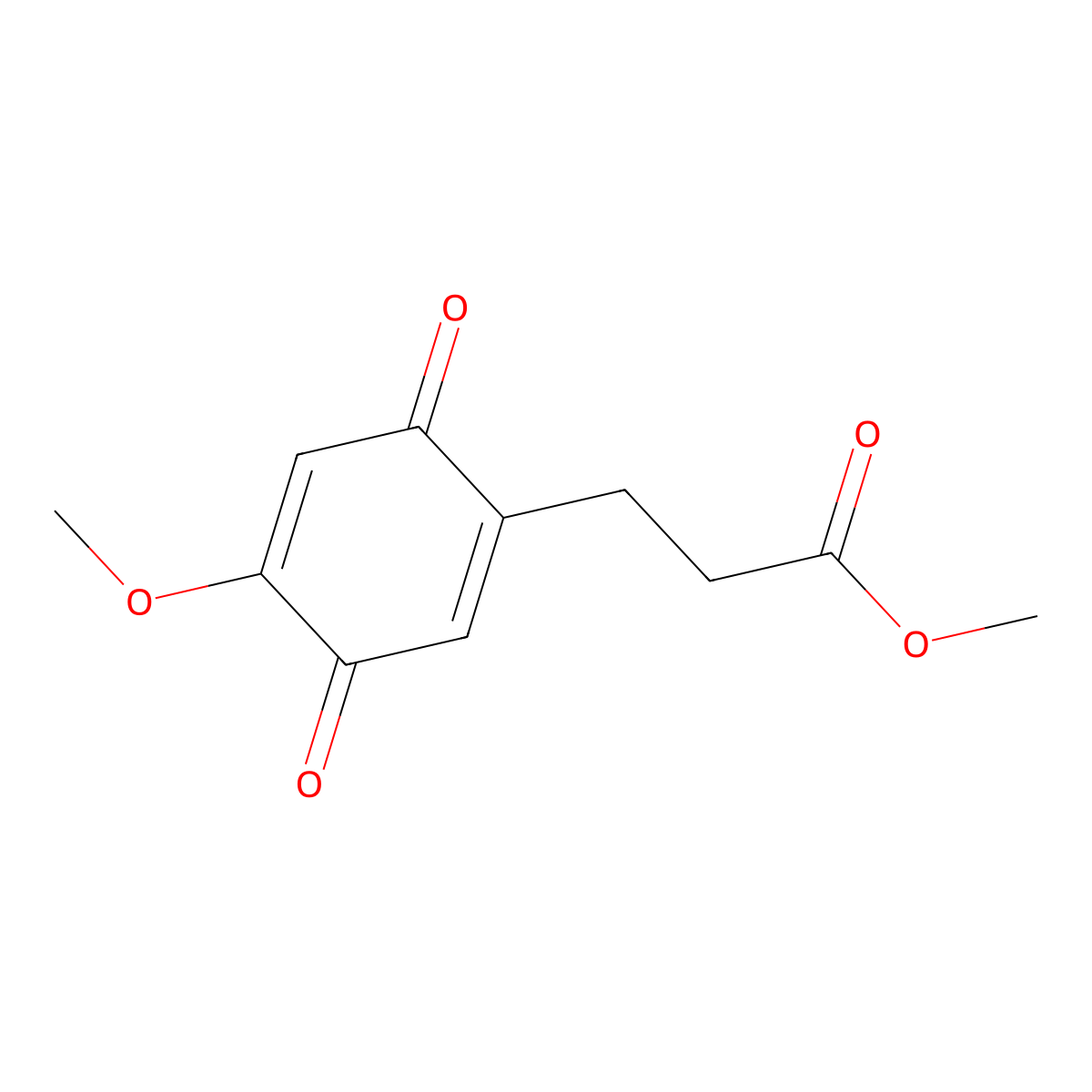 Methyl 3-(4-methoxy-3,6-dioxocyclohexa-1,4-dien-1-yl)propanoate molecular structure, CAS 67566-09-0
