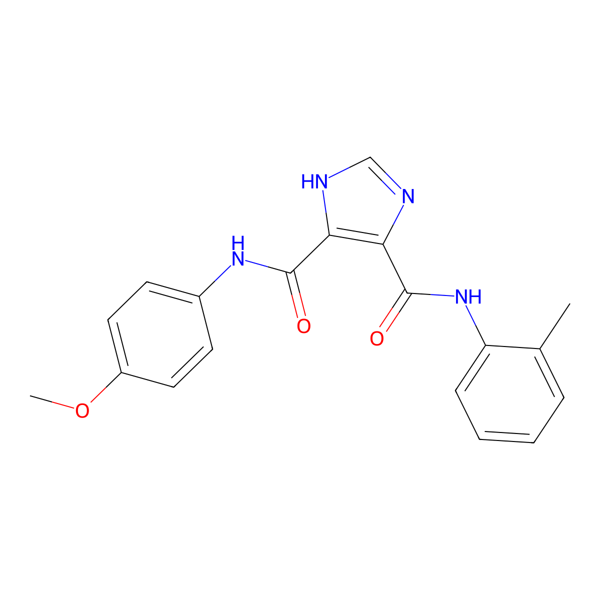 4-N-(4-methoxyphenyl)-5-N-(2-methylphenyl)-1H-imidazole-4,5-dicarboxamide molecular structure, CAS 6757-27-3
