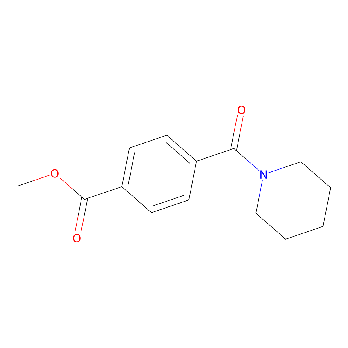 Methyl 4-(piperidine-1-carbonyl)benzoate molecular structure, CAS 6757-32-0