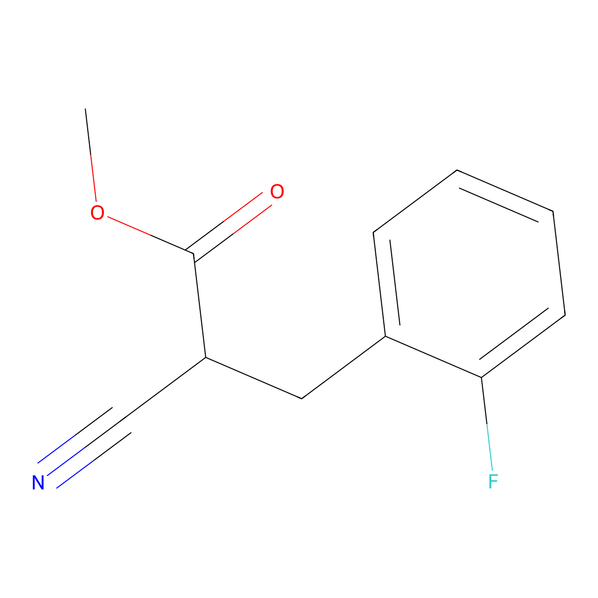 Methyl 2-cyano-3-(2-fluorophenyl)propanoate molecular structure, CAS 67571-38-4