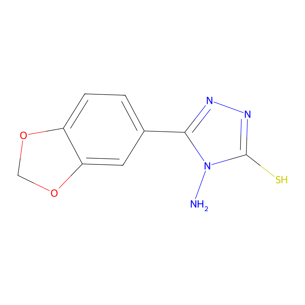 4-Amino-5-(1,3-benzodioxol-5-yl)-4H-1,2,4-triazole-3-thiol molecular structure, CAS 67572-54-7