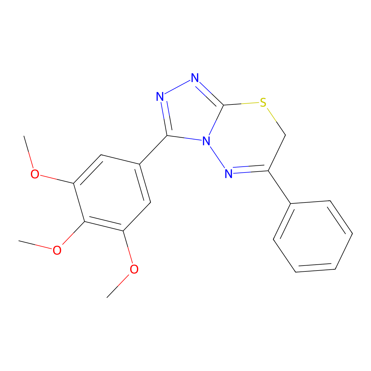 6-phenyl-3-(3,4,5-trimethoxyphenyl)-7H-[1,2,4]triazolo[3,4-b][1,3,4]thiadiazine molecular structure, CAS 67572-55-8