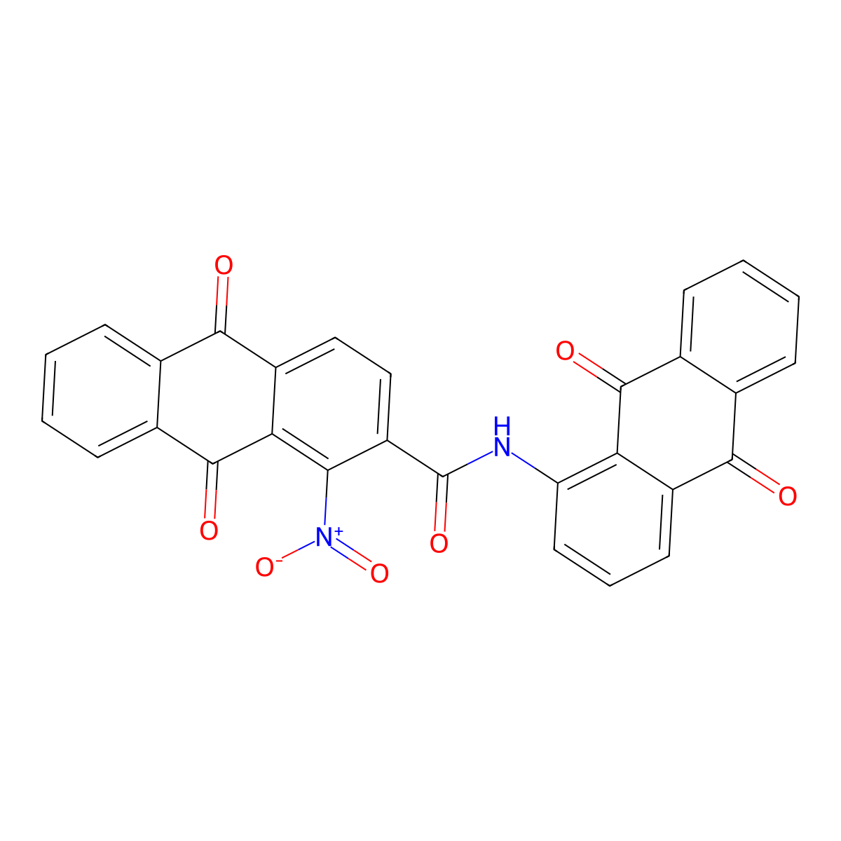 N-(9,10-dioxo-9,10-dihydroanthracen-1-yl)-1-nitro-9,10-dioxo-9,10-dihydroanthracene-2-carboxamide molecular structure, CAS 6758-76-5