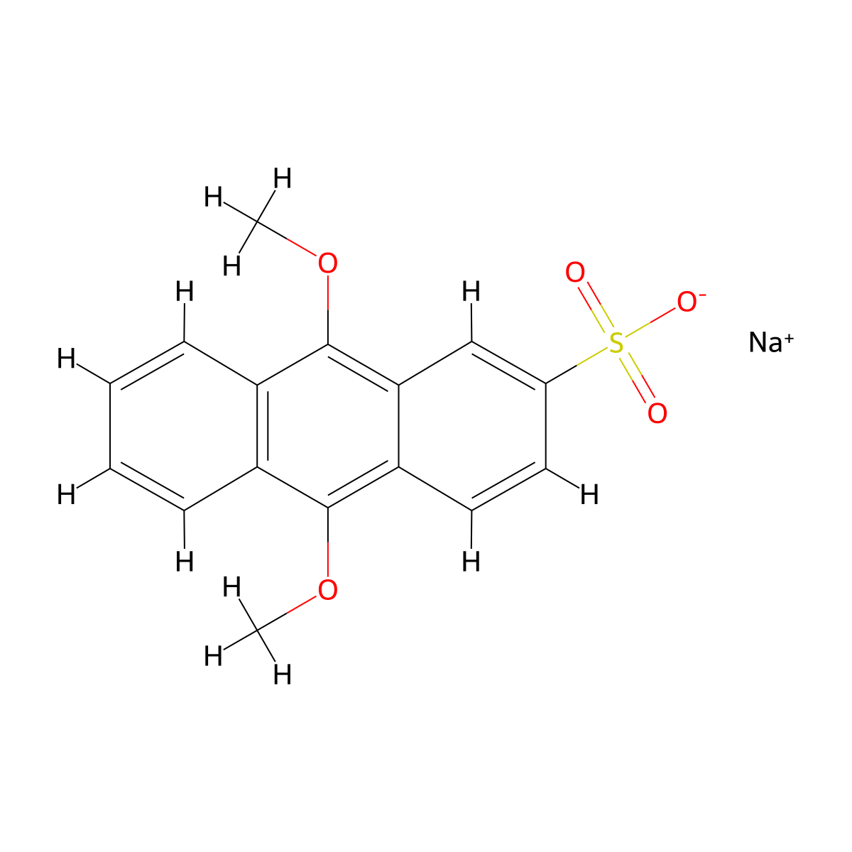 Sodium 9,10-dimethoxyanthracene-2-sulphonate molecular structure, CAS 67580-39-6