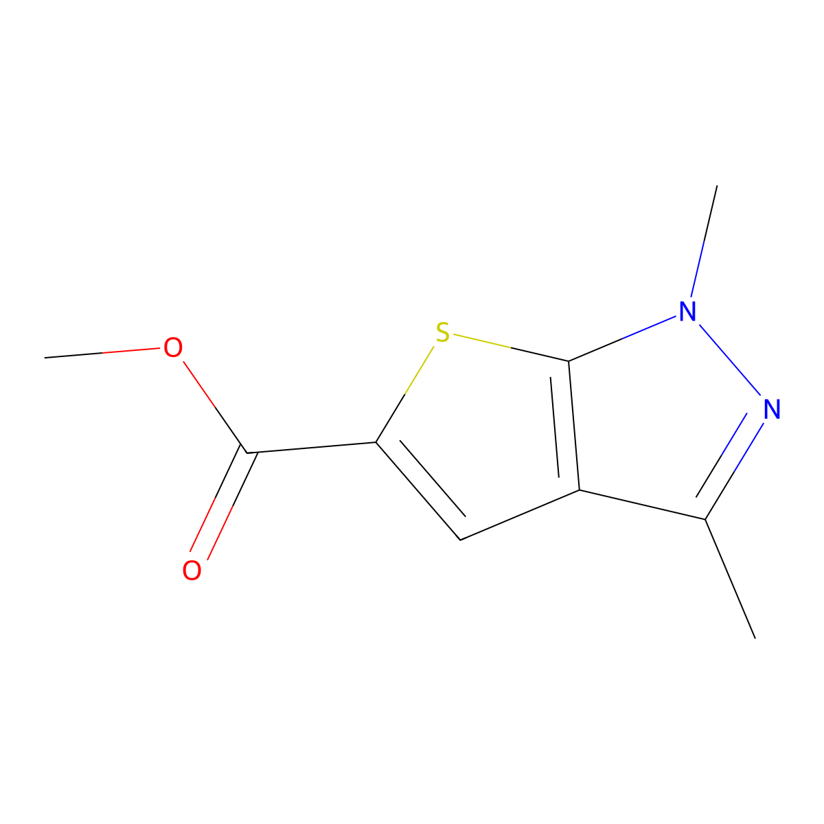 methyl 1,3-dimethyl-1H-thieno[2,3-c]pyrazole-5-carboxylate molecular structure, CAS 675819-58-6