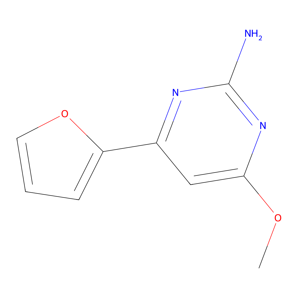 4-(2-Furanyl)-6-methoxy-2-pyrimidinamine molecular structure, CAS 675819-65-5