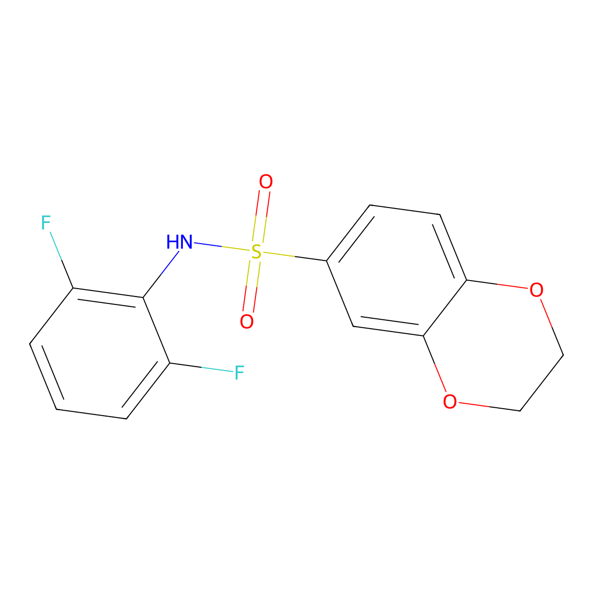 N-(2,6-difluorophenyl)-2,3-dihydro-1,4-benzodioxine-6-sulfonamide molecular structure, CAS 675826-82-1