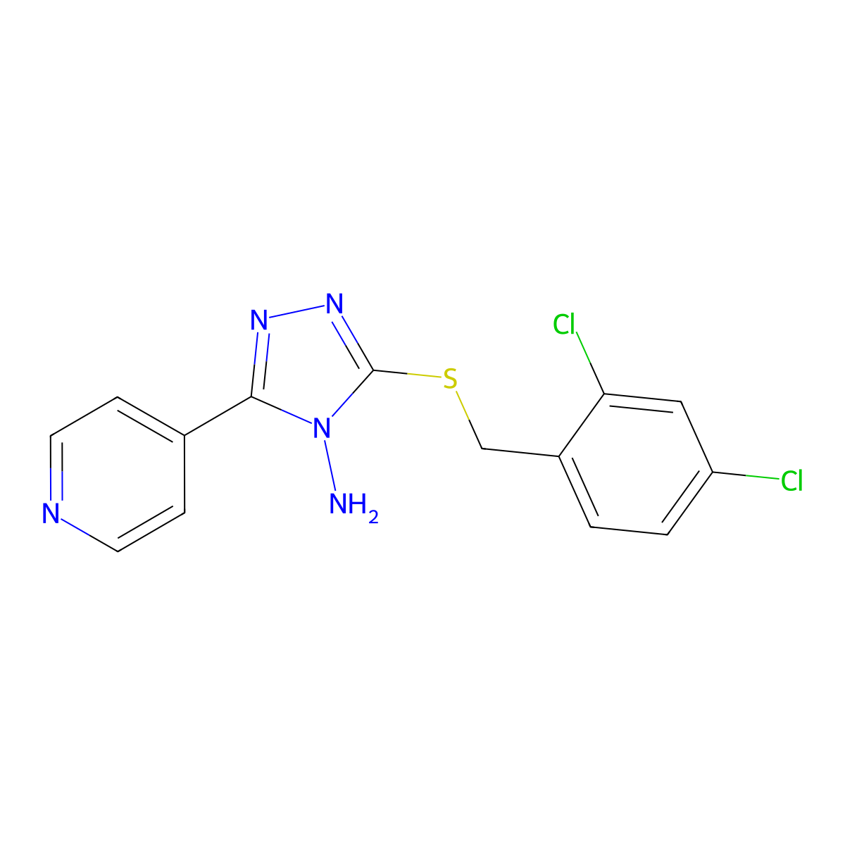 3-[(2,4-Dichlorophenyl)methylthio]-5-(4-pyridyl)-1,2,4-triazole-4-ylamine molecular structure, CAS 675827-23-3