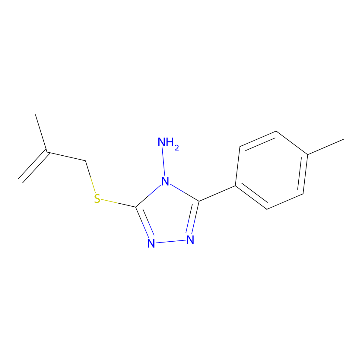 3-(2-Methyl-allylsulfanyl)-5-p-tolyl-[1,2,4]triazol-4-ylamine molecular structure, CAS 675827-31-3