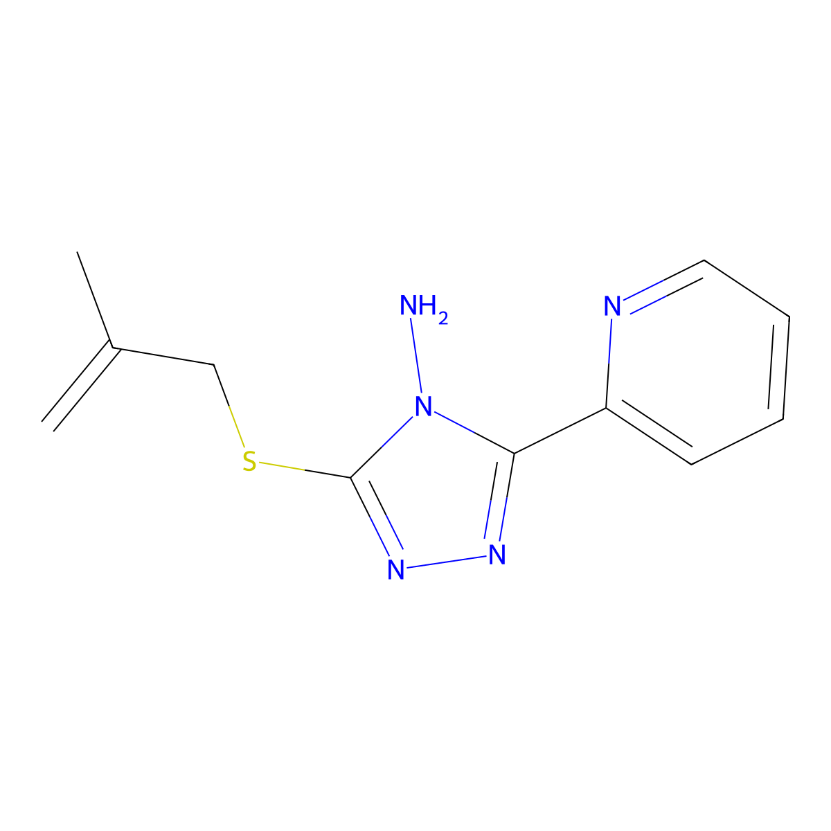 3-(2-Methylprop-2-enylsulfanyl)-5-pyridin-2-yl-1,2,4-triazol-4-amine molecular structure, CAS 675827-65-3