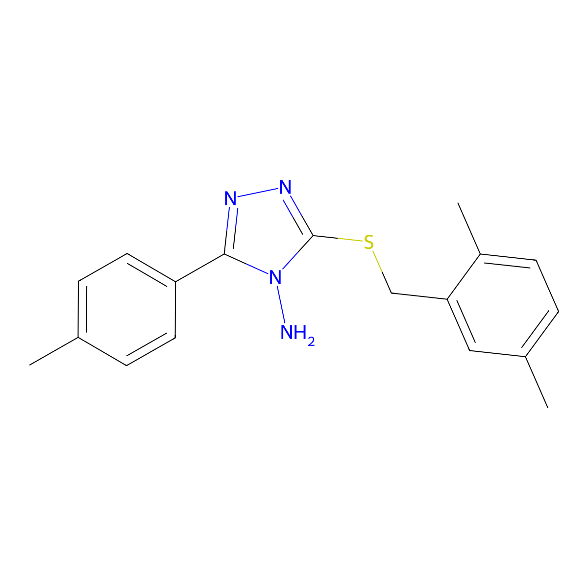 3-[(2,5-Dimethylphenyl)methylthio]-5-(4-methylphenyl)-1,2,4-triazole-4-ylamine molecular structure, CAS 675827-77-7