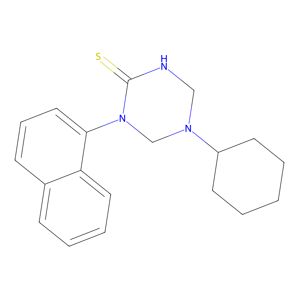 5-Cyclohexyl-1-naphthalen-1-yl-1,3,5-triazinane-2-thione molecular structure, CAS 675828-11-2
