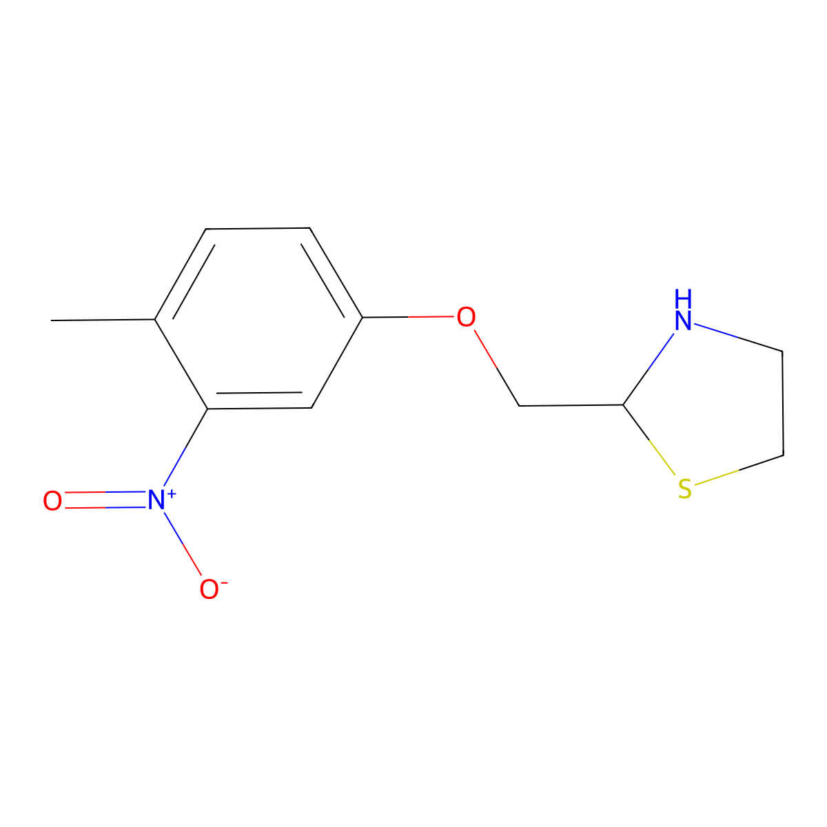 2-[(4-Methyl-3-nitrophenoxy)methyl]-1,3-thiazolidine molecular structure, CAS 675828-47-4