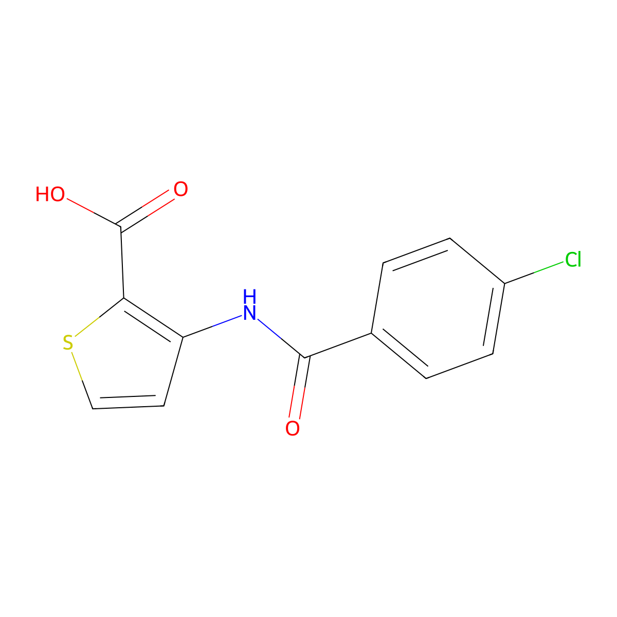 3-[(4-Chlorobenzoyl)amino]-2-thiophenecarboxylic acid molecular structure, CAS 675828-66-7