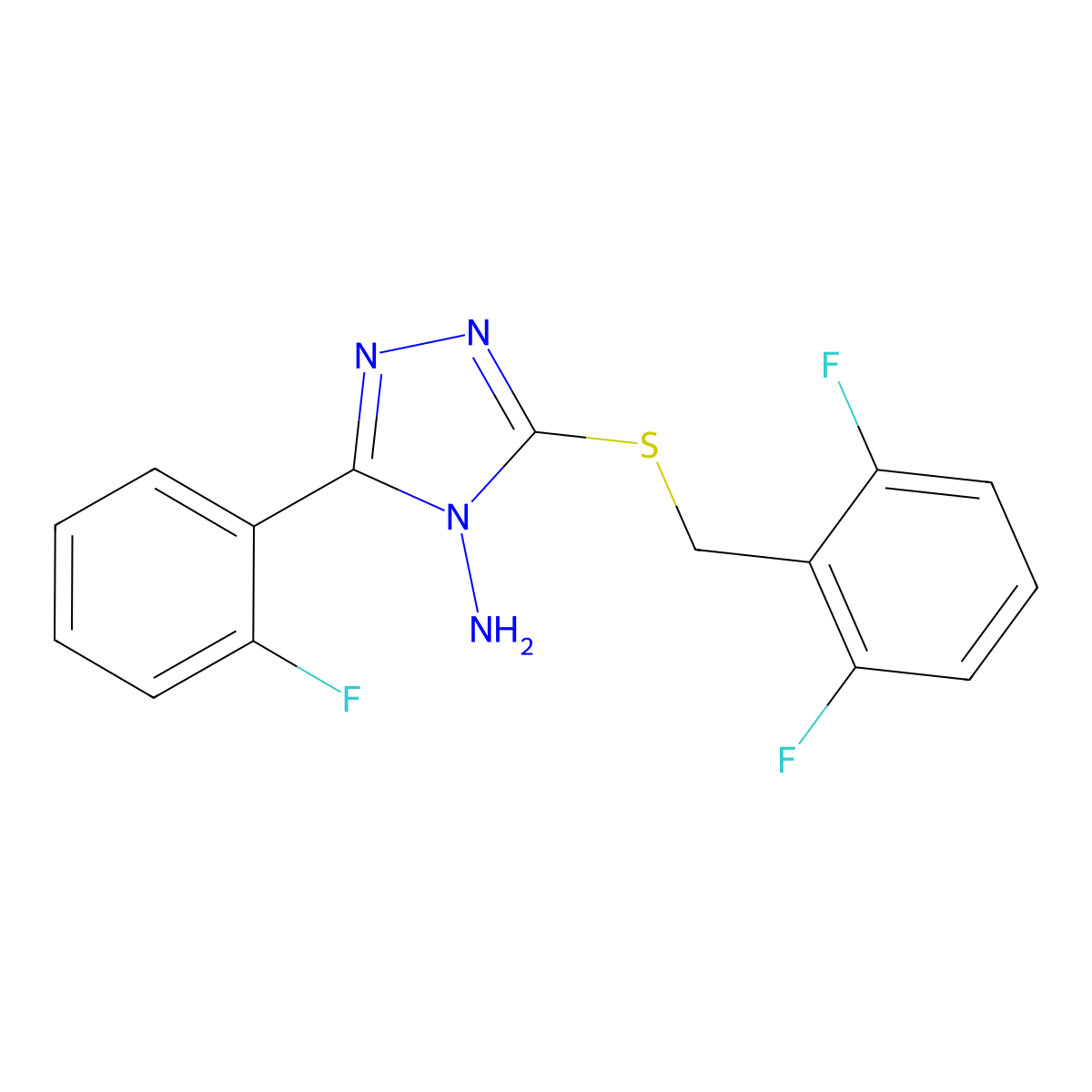 5-[(2,6-Difluorophenyl)methylthio]-3-(2-fluorophenyl)-1,2,4-triazole-4-ylamine molecular structure, CAS 675830-02-1