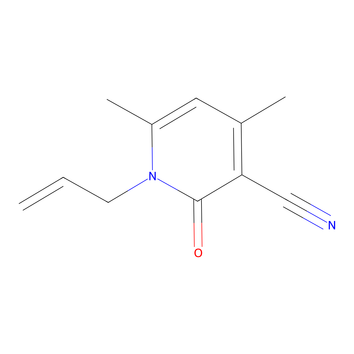 1-Allyl-4,6-dimethyl-2-oxo-1,2-dihydro-3-pyridinecarbonitrile molecular structure, CAS 675830-24-7