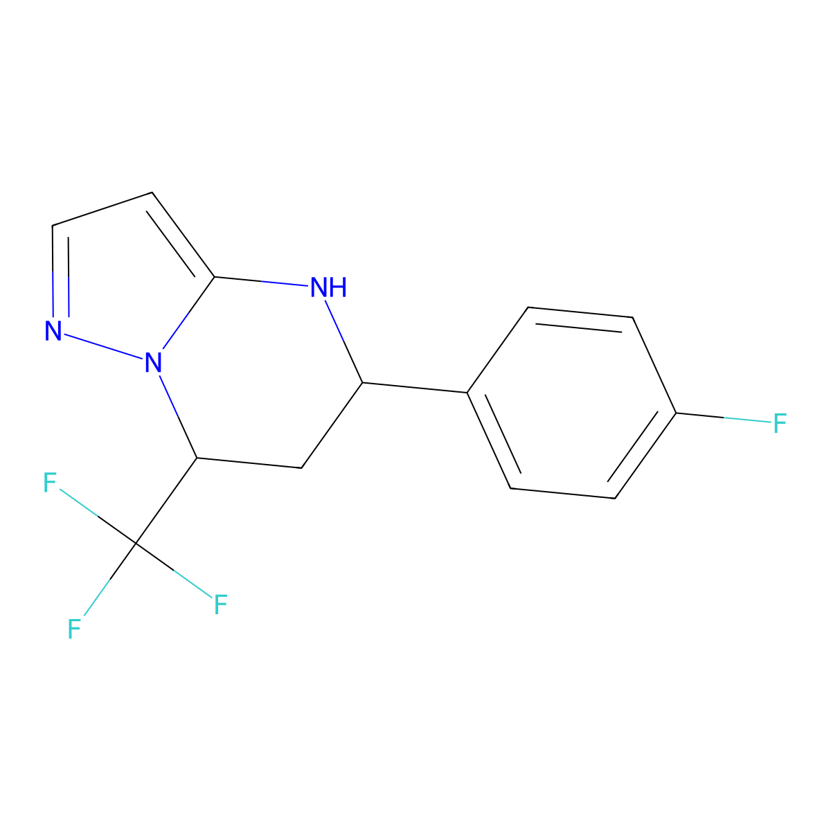 5-(4-Fluorophenyl)-7-(trifluoromethyl)-4,5,6,7-tetrahydropyrazolo[1,5-a]pyrimidine molecular structure, CAS 675830-44-1