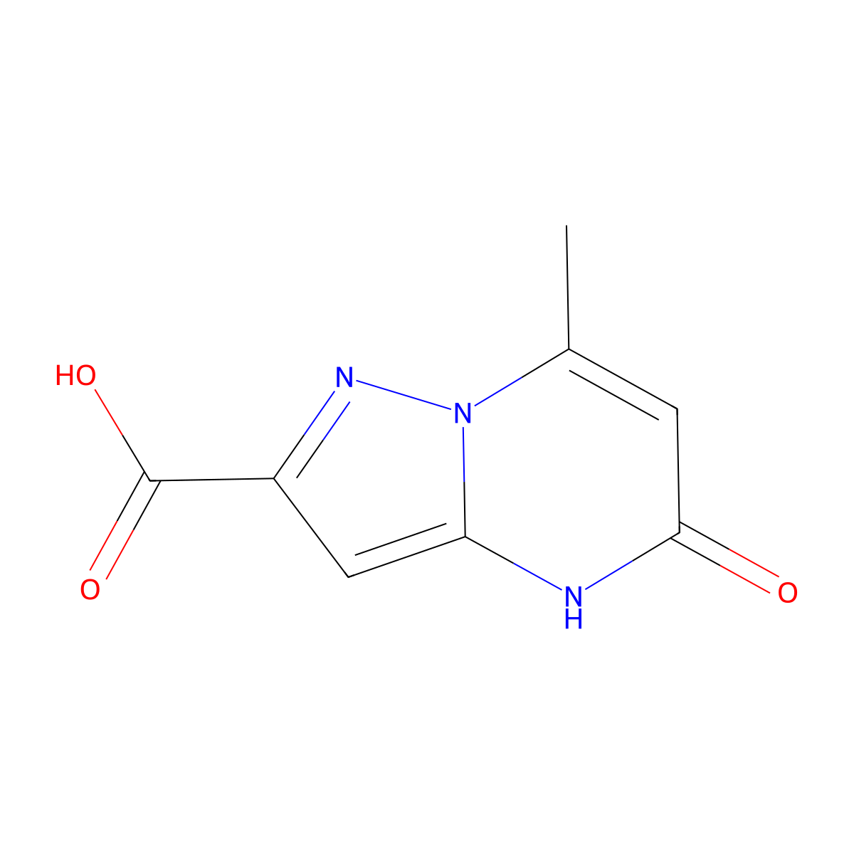 7-methyl-5-oxo-4H,5H-pyrazolo[1,5-a]pyrimidine-2-carboxylic acid molecular structure, CAS 675830-69-0