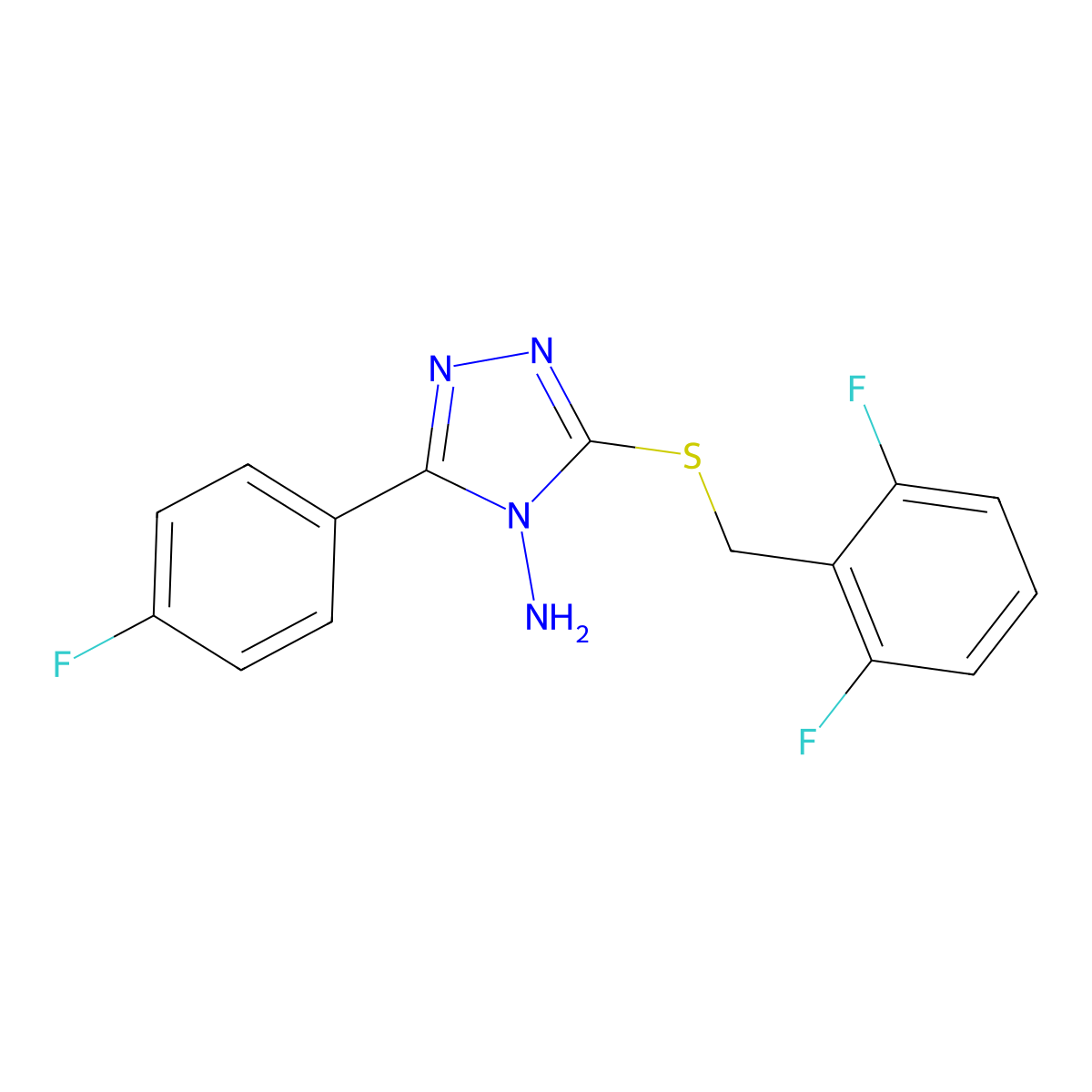 3-[(2,6-Difluorophenyl)methylthio]-5-(4-fluorophenyl)-1,2,4-triazole-4-ylamine molecular structure, CAS 675830-70-3