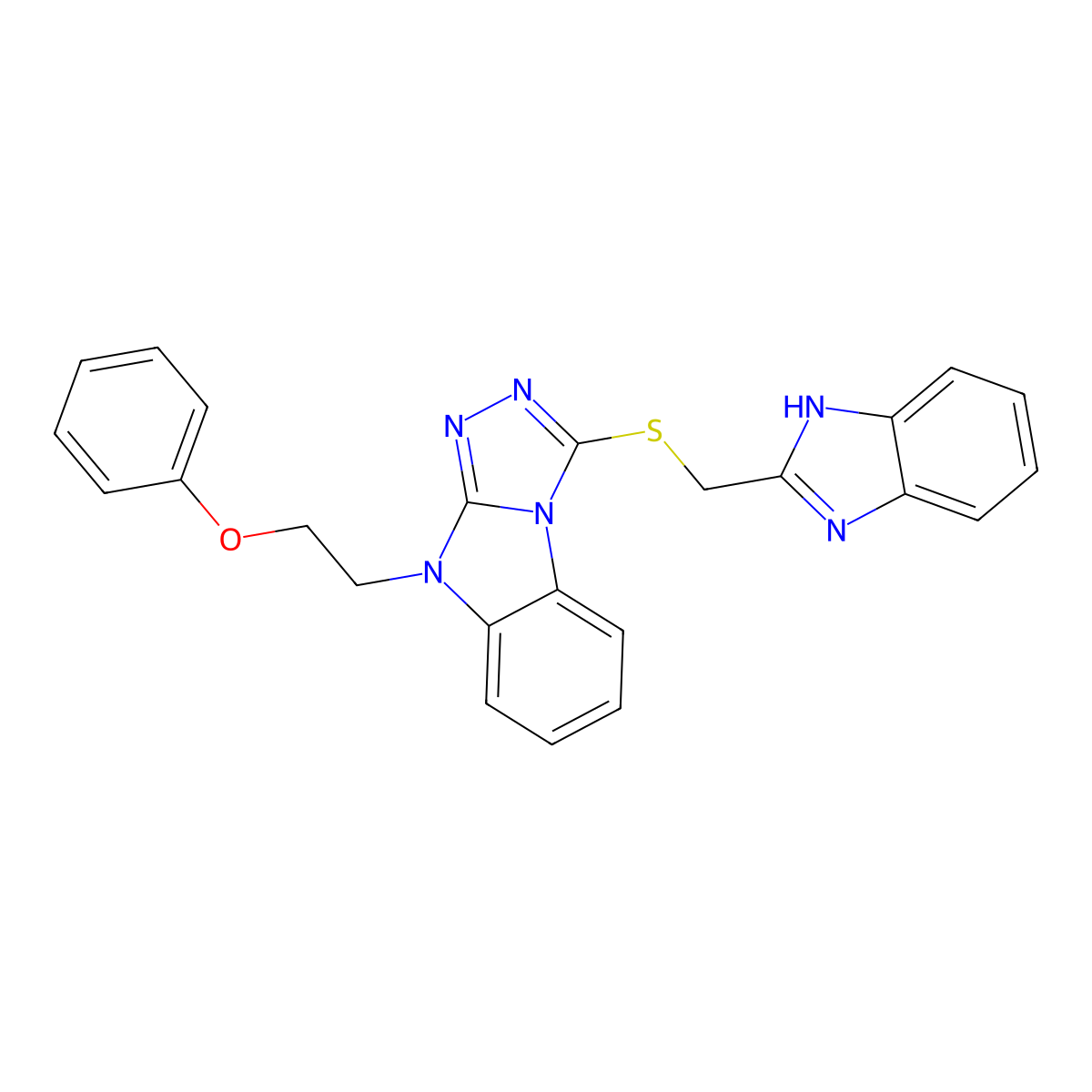 1-(1H-benzimidazol-2-ylmethylsulfanyl)-4-(2-phenoxyethyl)-[1,2,4]triazolo[4,3-a]benzimidazole molecular structure, CAS 675840-32-1