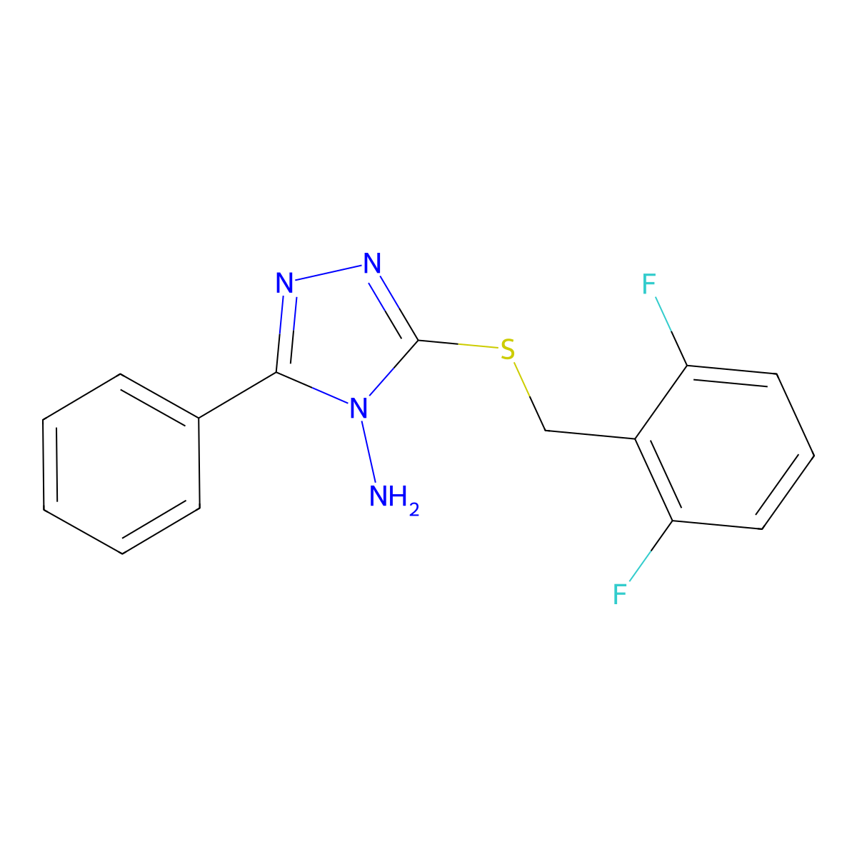 3-[(2,6-Difluorophenyl)methylthio]-5-phenyl-1,2,4-triazole-4-ylamine molecular structure, CAS 675840-40-1