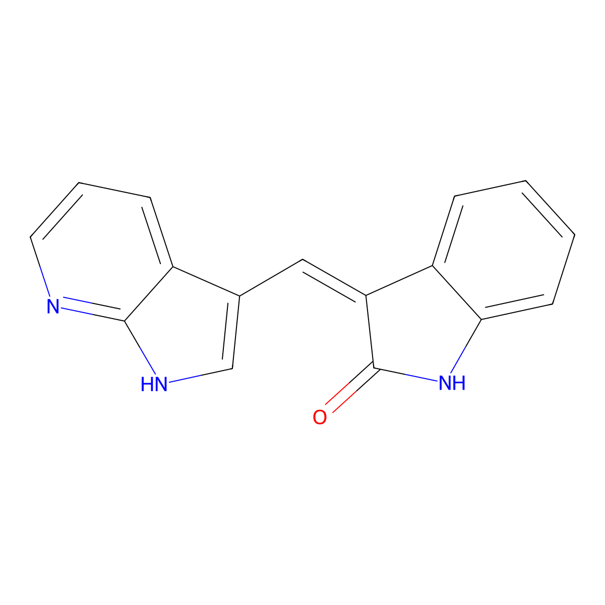3-[(1H-Pyrrolo[2,3-b]pyridin-3-yl)methylidene]-1,3-dihydro-2H-indol-2-one molecular structure, CAS 675840-52-5