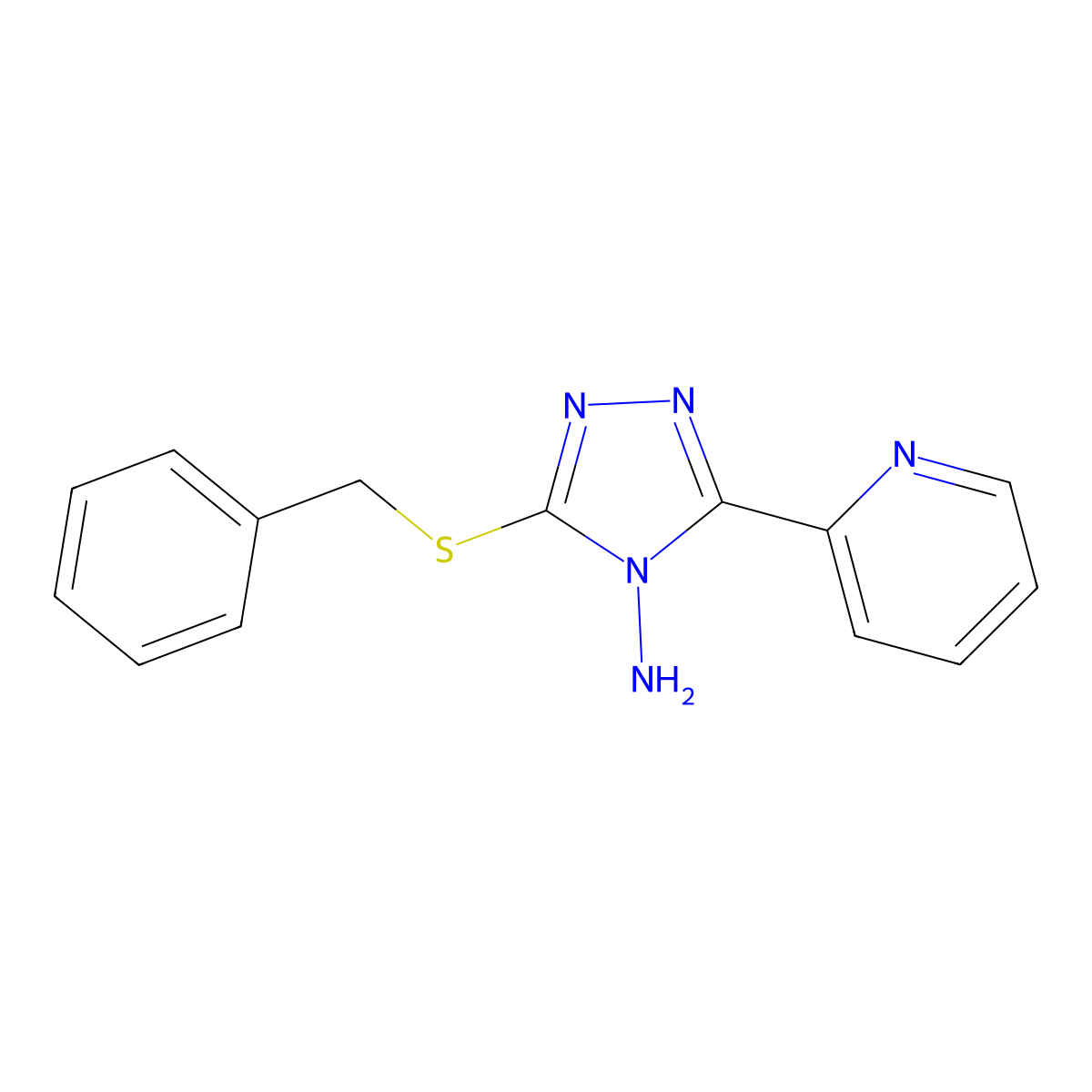 3-Benzylsulfanyl-5-pyridin-2-yl-[1,2,4]triazol-4-ylamine molecular structure, CAS 675840-59-2