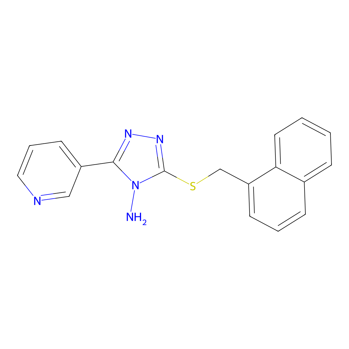 3-(Naphthylmethylthio)-5-(3-pyridyl)-1,2,4-triazole-4-ylamine molecular structure, CAS 675840-89-8