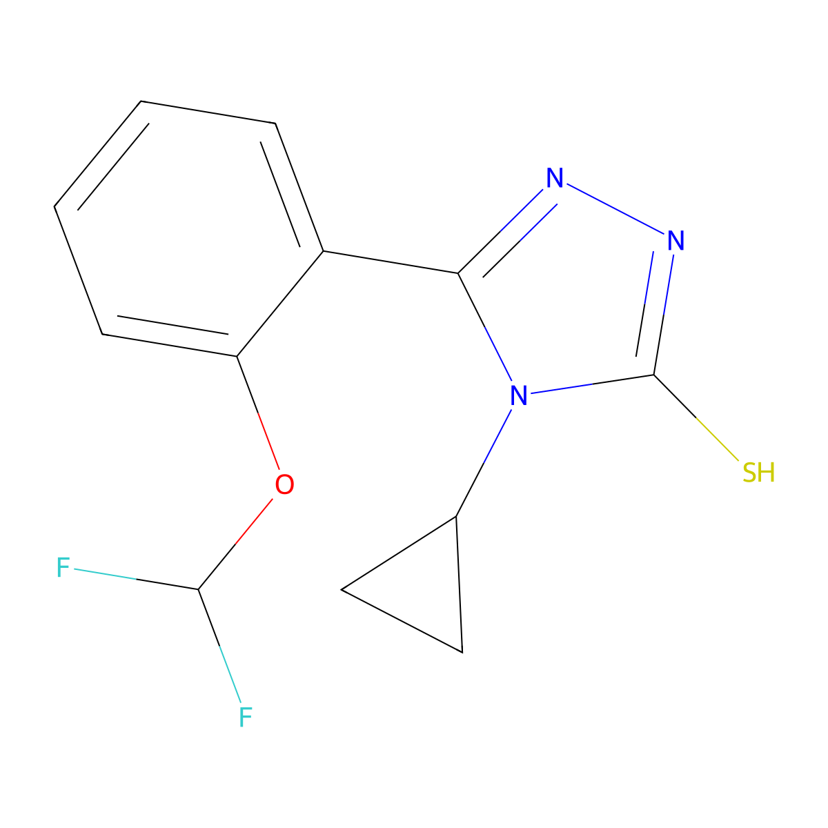 4-cyclopropyl-3-[2-(difluoromethoxy)phenyl]-1H-1,2,4-triazole-5-thione molecular structure, CAS 675841-94-8