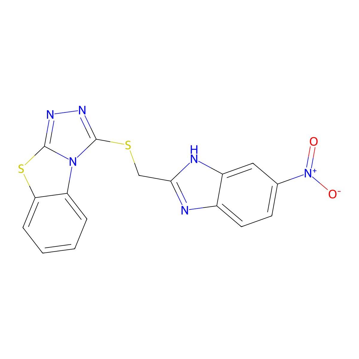 3-[[(6-Nitro-1H-benzimidazol-2-yl)methyl]thio]-1,2,4-triazolo[3,4-b]benzothiazole molecular structure, CAS 675841-99-3