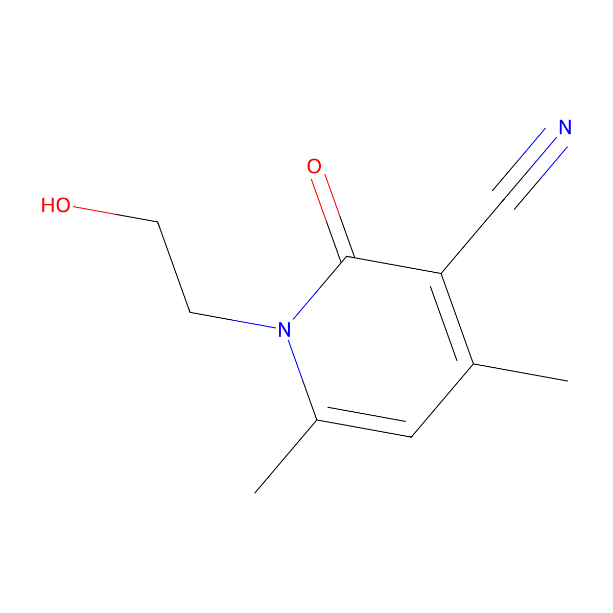1-(2-Hydroxyethyl)-4,6-dimethyl-2-oxo-1,2-dihydropyridine-3-carbonitrile molecular structure, CAS 675843-82-0