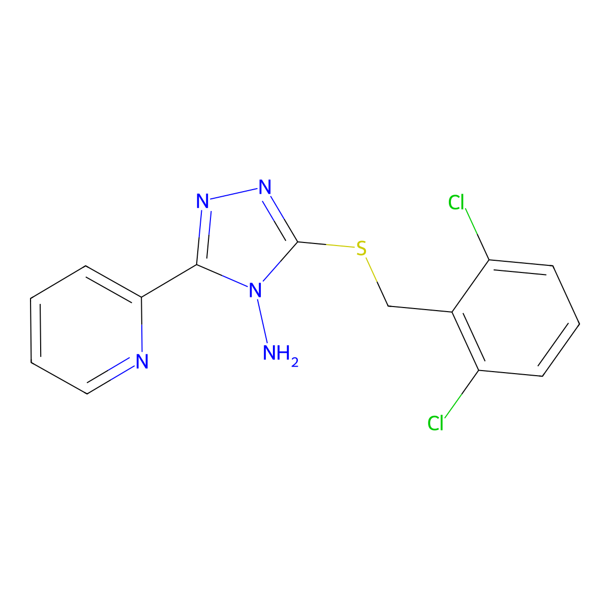 3-[(2,6-Dichlorophenyl)methylthio]-5-(2-pyridyl)-1,2,4-triazole-4-ylamine molecular structure, CAS 675843-92-2
