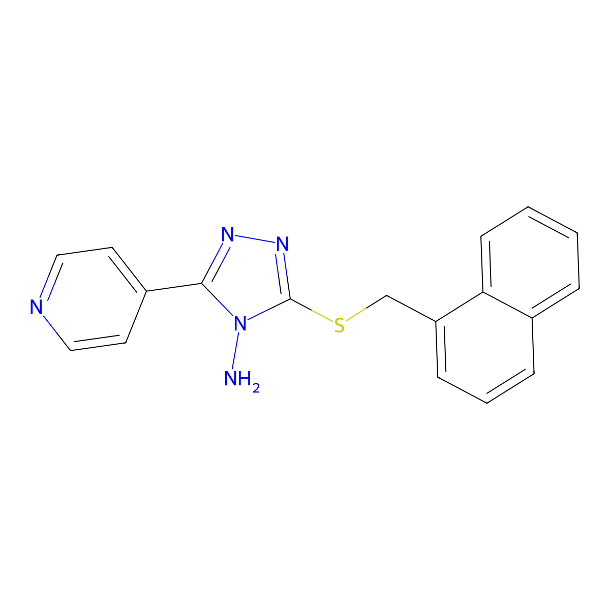 3-(Naphthylmethylthio)-5-(4-pyridyl)-1,2,4-triazole-4-ylamine molecular structure, CAS 675844-18-5