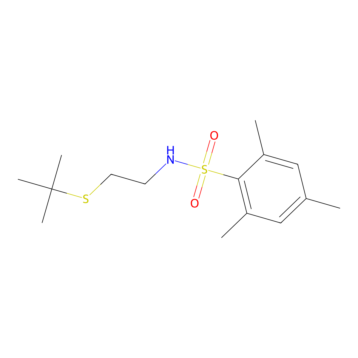 N-(2-tert-butylsulfanylethyl)-2,4,6-trimethylbenzenesulfonamide molecular structure, CAS 675844-32-3