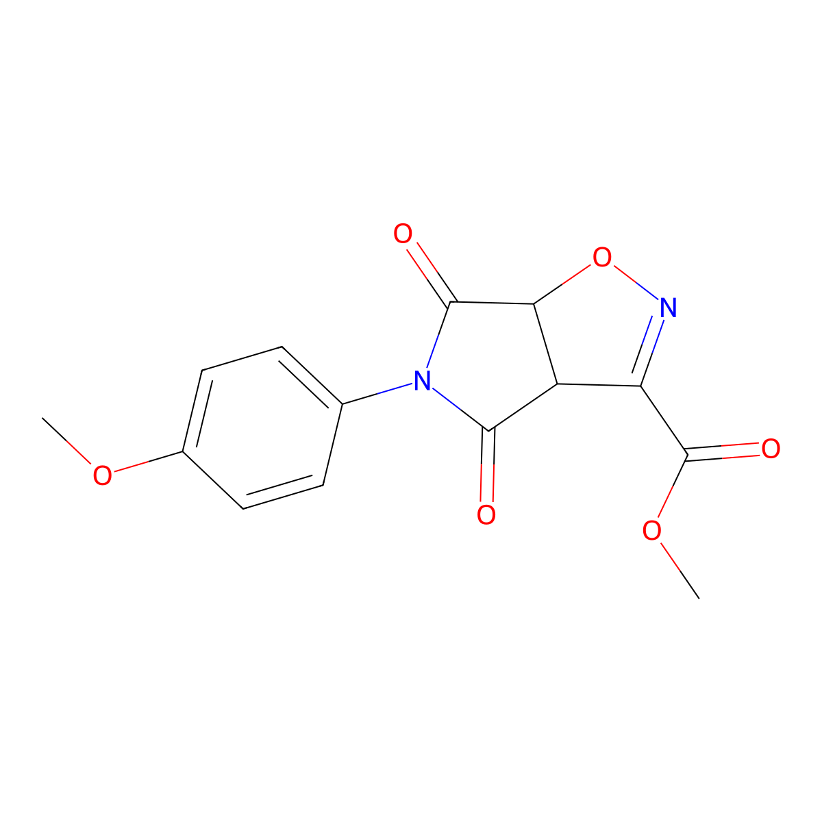 methyl 5-(4-methoxyphenyl)-4,6-dioxo-4,5,6,6a-tetrahydro-3aH-pyrrolo[3,4-d]isoxazole-3-carboxylate molecular structure, CAS 675844-86-7